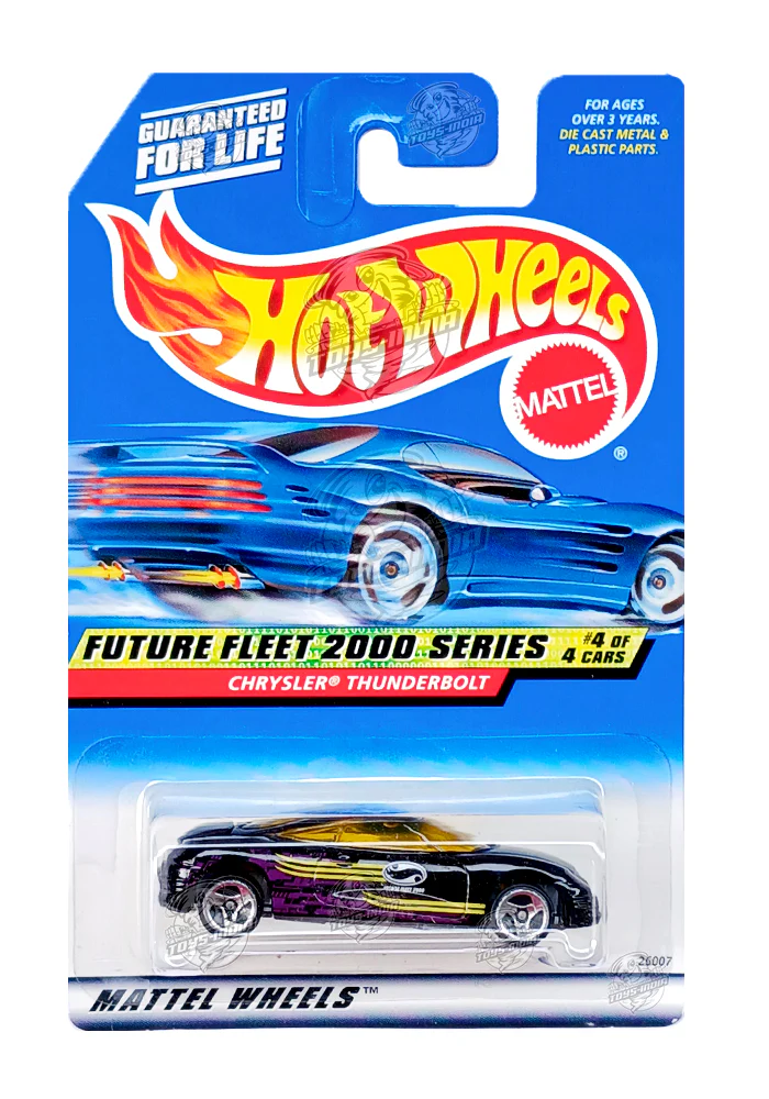 EXCLUSIVES Hot Wheels Chrysler Thunderbolt - Purple / Black - 1999 Card  (With Protector Case)