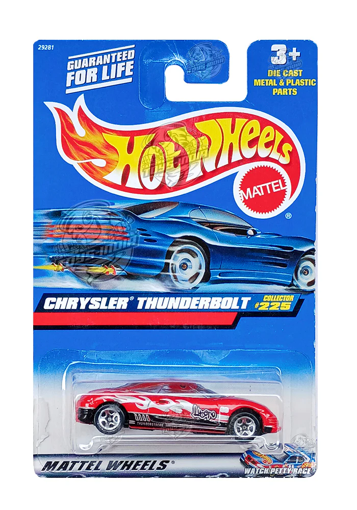 EXCLUSIVES Hot Wheels Chrysler Thunderbolt - Red - 1999 Card (With Protector Case)