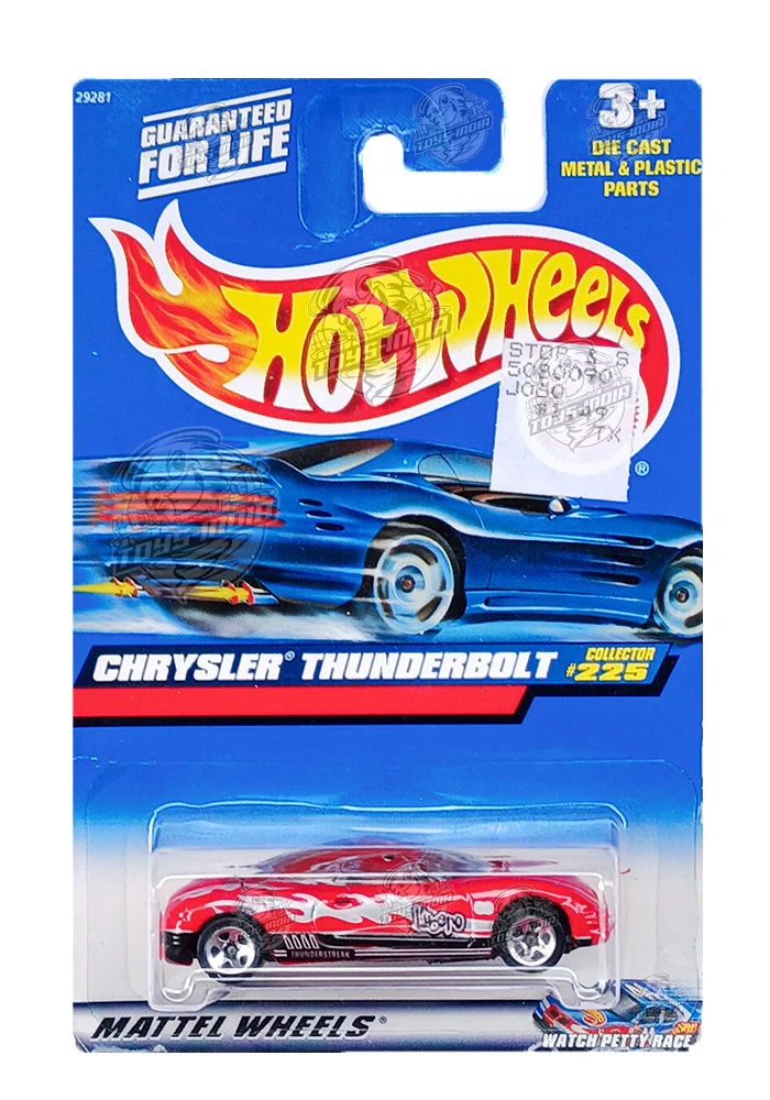 EXCLUSIVES Hot Wheels Chrysler Thunderbolt - Red - 1999 Card (With Protector Case) - Image 2