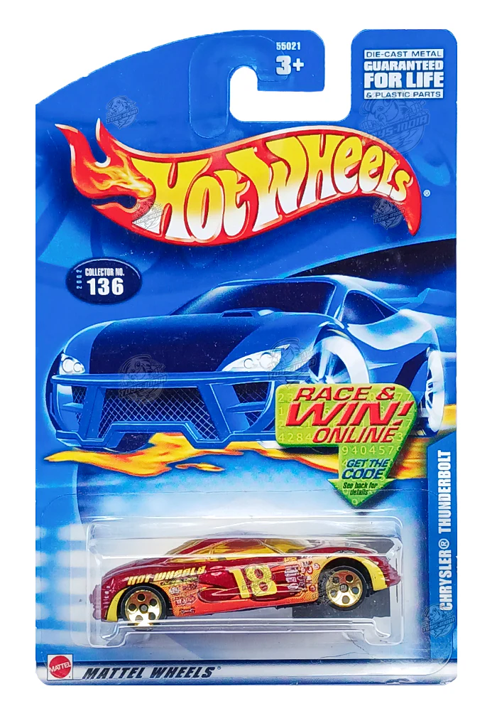 EXCLUSIVES Hot Wheels Chrysler Thunderbolt - Red - 2001 Card (With Protector Case)