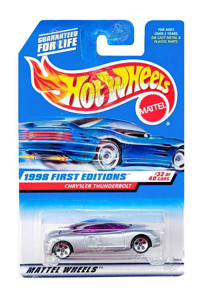 EXCLUSIVES Hot Wheels 1998 First Editions Chrysler Thunderbolt - Silver - 1997 Card (With Protector Case)