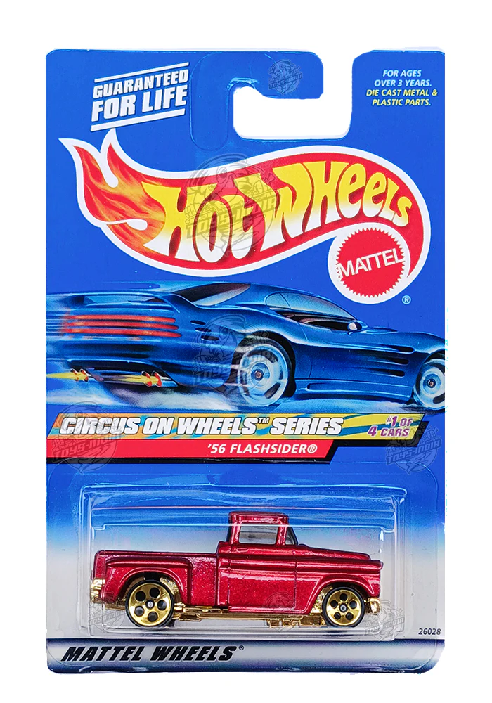 EXCLUSIVES Hot Wheels Circus on Wheels Series '56 Flashsider - Red - 1999 Card (With Protector Case)