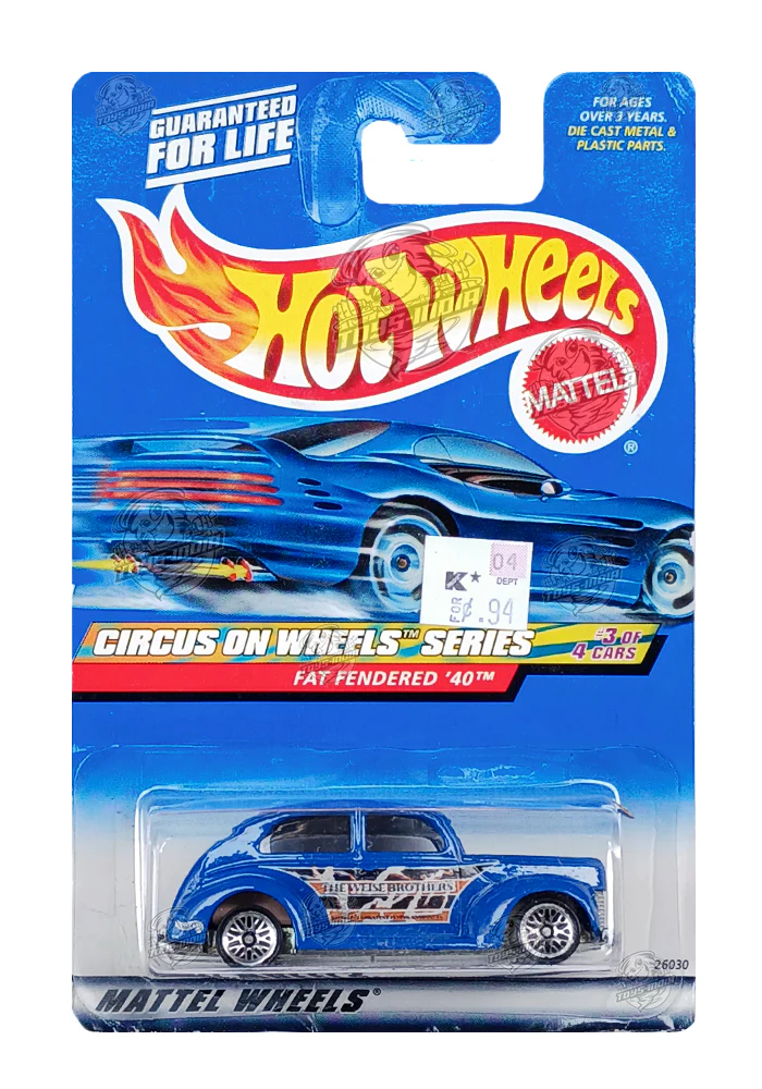 EXCLUSIVES Hot Wheels Circus on Wheels Series Fat Fendered '40 - Blue - 1999 Card (With Protector Case)
