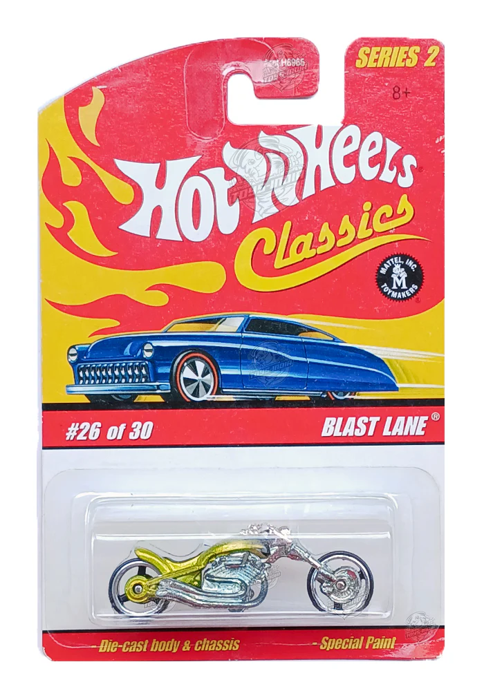 EXCLUSIVES Hot Wheels Classics Series 2 Blast Lane - Green / Silver - 2005 Card (With Protector Case)