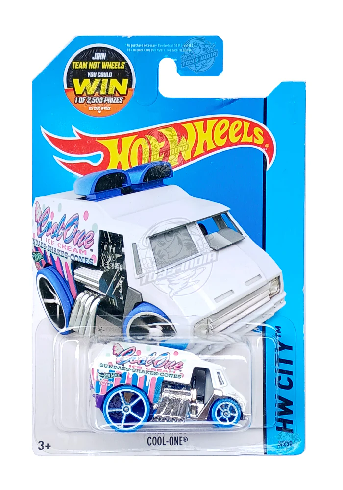 EXCLUSIVES Hot Wheels Cool-One - White / Blue - 2013 Card (With Protector Case)