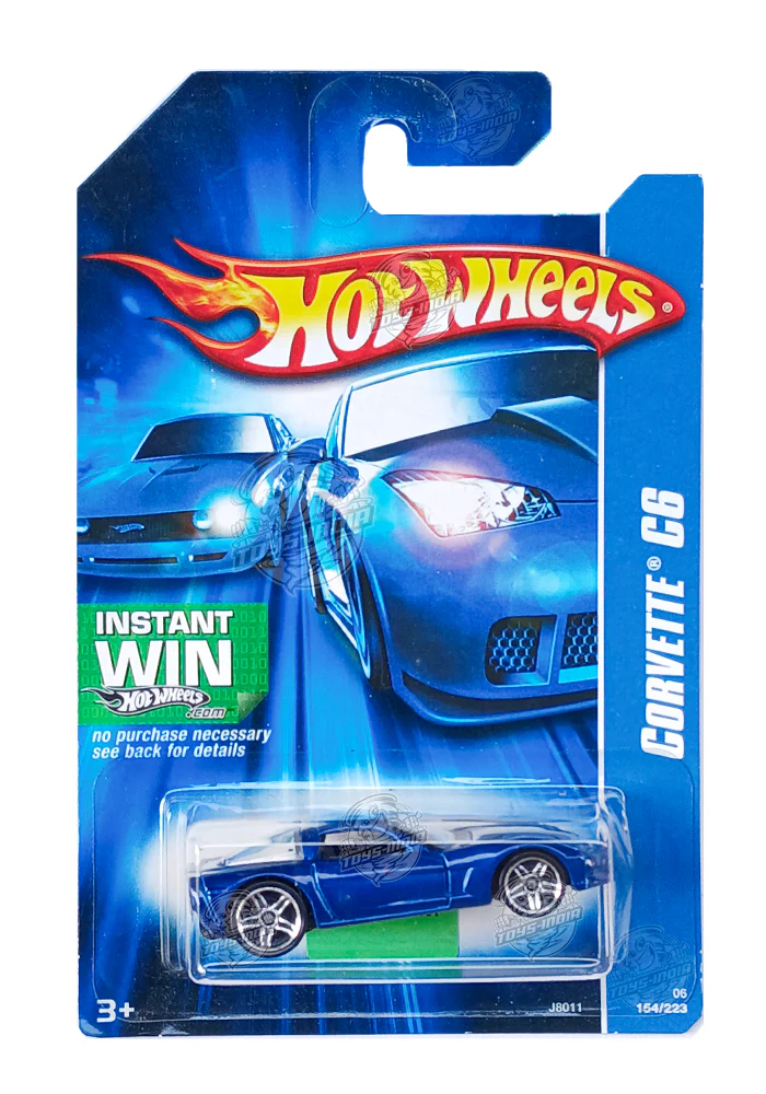 EXCLUSIVES Hot Wheels Corvette C6 - Blue / White - 2006 Card (With Protector Case)