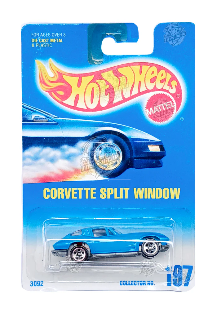 EXCLUSIVES Hot Wheels Corvette Split Window - Blue / Red - 1991 Card (With Protector Case)