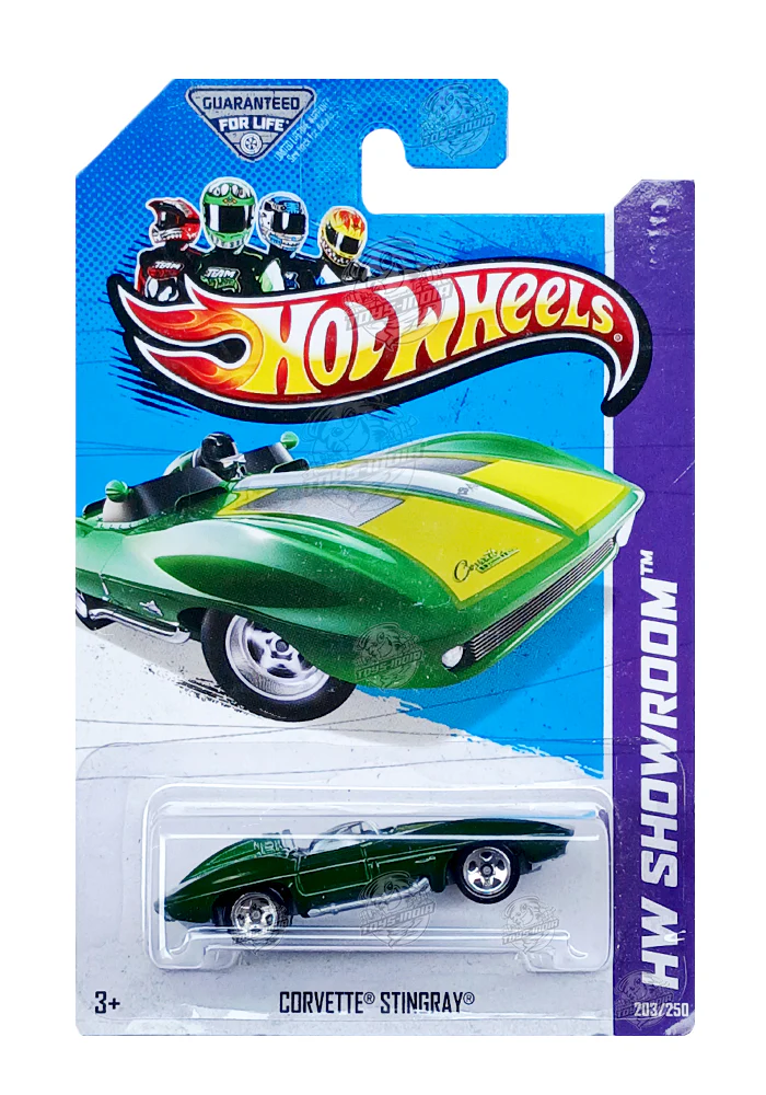 EXCLUSIVES Hot Wheels Corvette Stingray - Green - 2012 Card (With Protector Case)