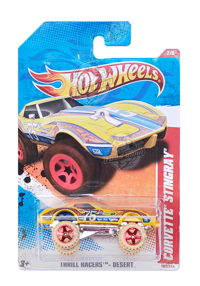 EXCLUSIVES Hot Wheels Corvette Stingray - Yellow - 2010 Card (With Protector Case) - Image 2