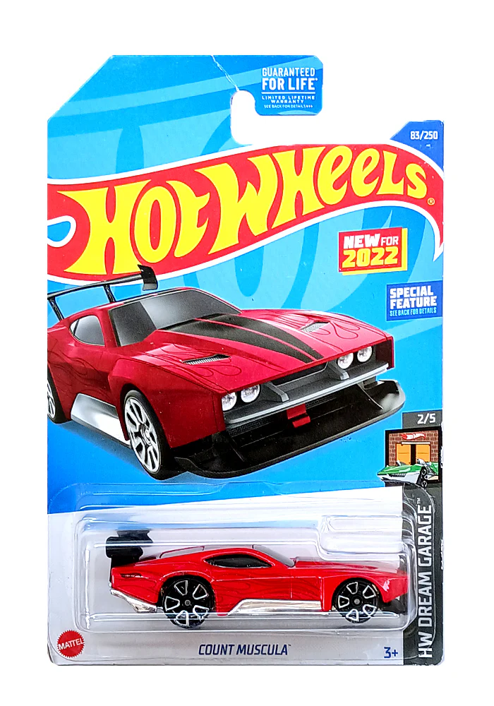 EXCLUSIVES Hot Wheels Count Muscula - Red - 2021 Card (With Protector Case)