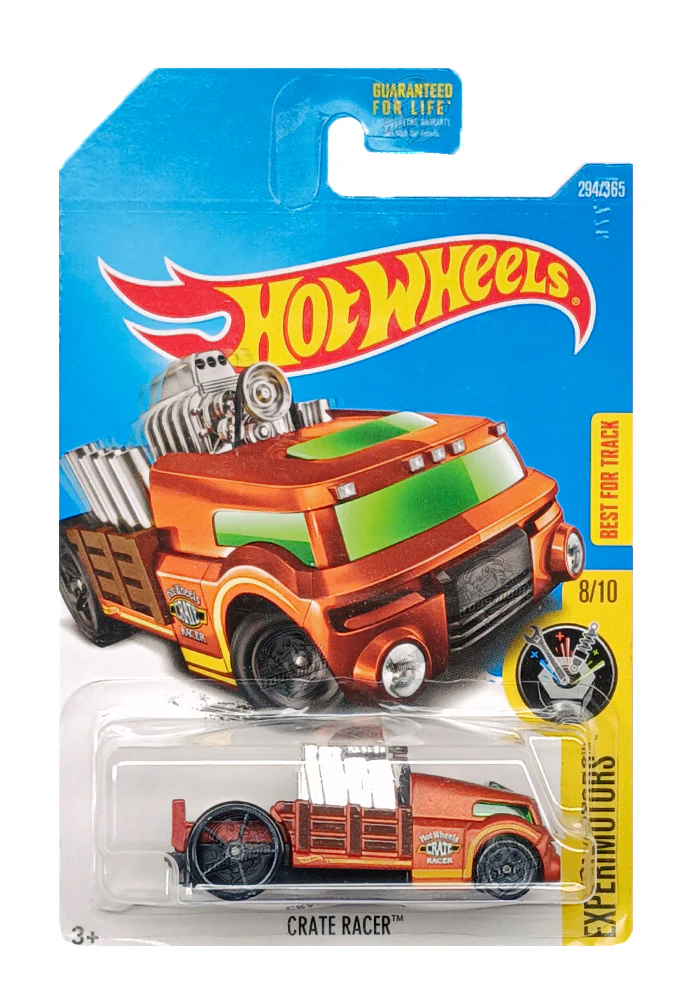 EXCLUSIVES Hot Wheels Crate Racer - Brown - 2015 Card (Blister Damage / Car in Excellent Condition) (With Protector Case)