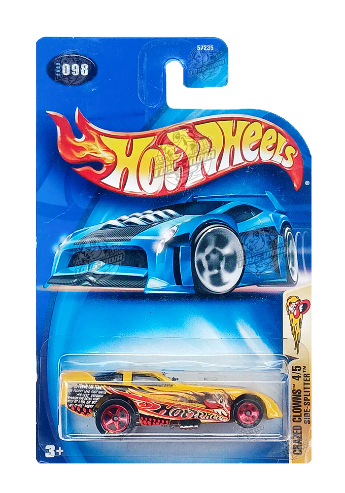EXCLUSIVES Hot Wheels Crazed Clowns Side-Splitter - Yellow - 2003 Card (With Protector Case)