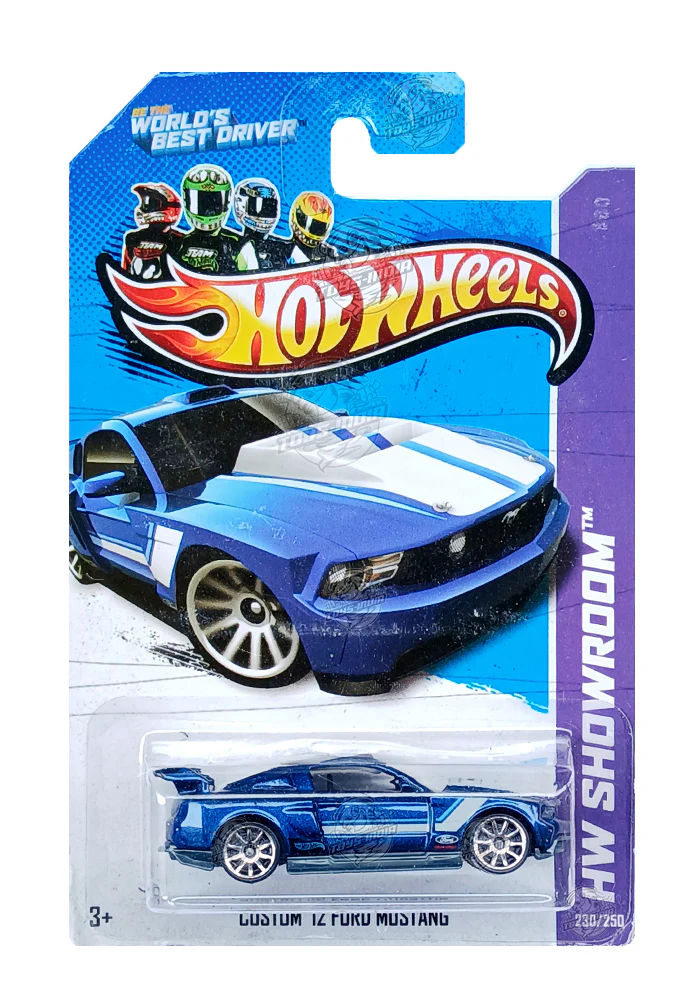 EXCLUSIVES Hot Wheels HW Showroom Custom '12 Ford Mustang - Blue / White - 2012 Card (With Protector Case)