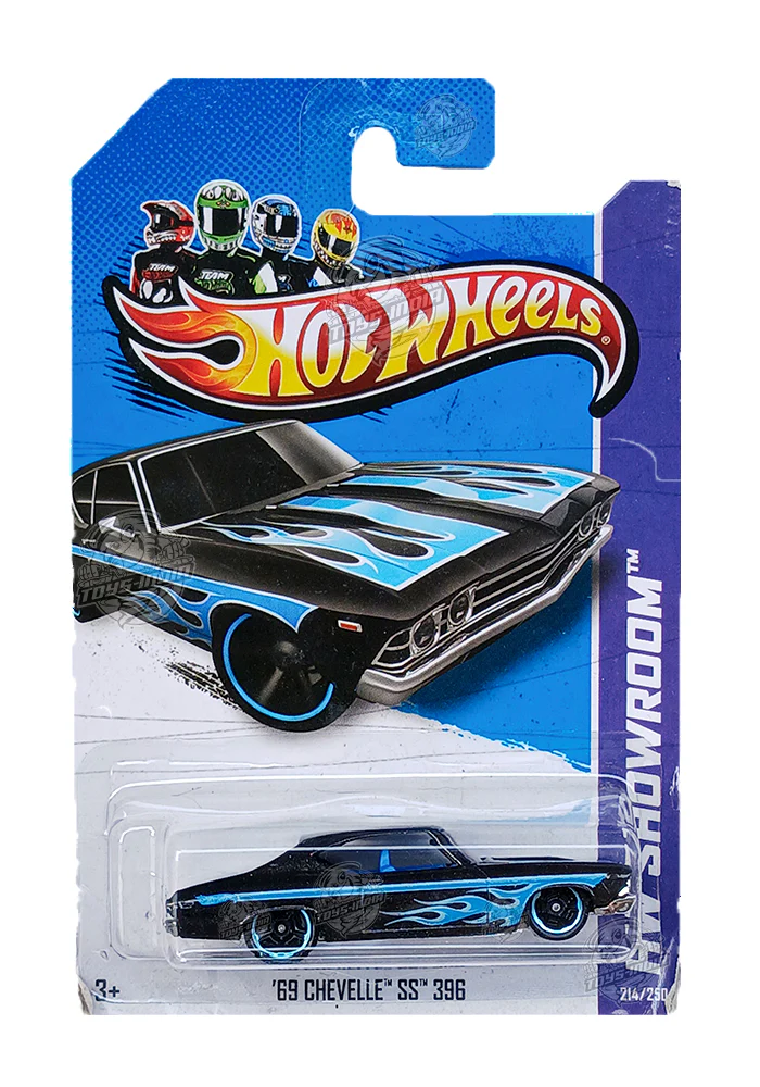 EXCLUSIVES Hot Wheels '69 Chevelle SS 396 - Black / Blue - 2012 Card (With Protector Case)