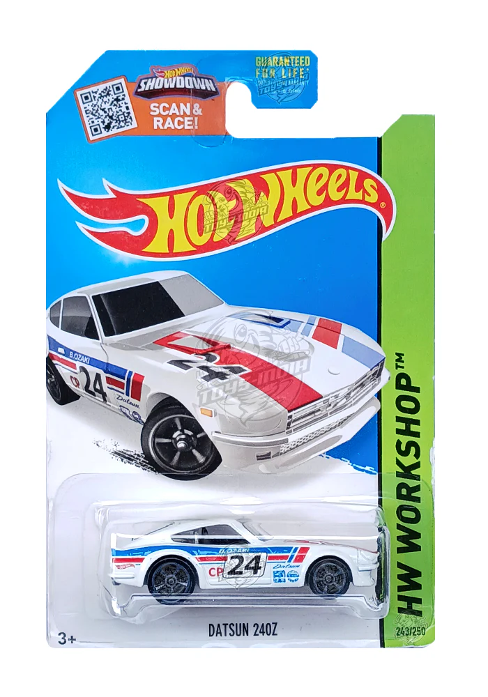 EXCLUSIVES Hot Wheels Datsun 240Z - White - 2013 Card (With Protector Case)