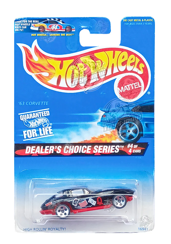 EXCLUSIVES Hot Wheels Dealers Choice Series '63 Corvette - Black / Red - 1996 Card (With Protector Case)