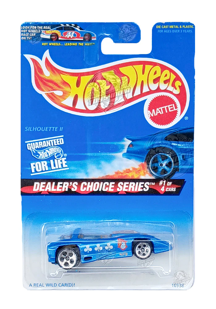 EXCLUSIVES Hot Wheels Dealers Choice Series Silhouette II - Blue - 1996 Card (With Protector Case)