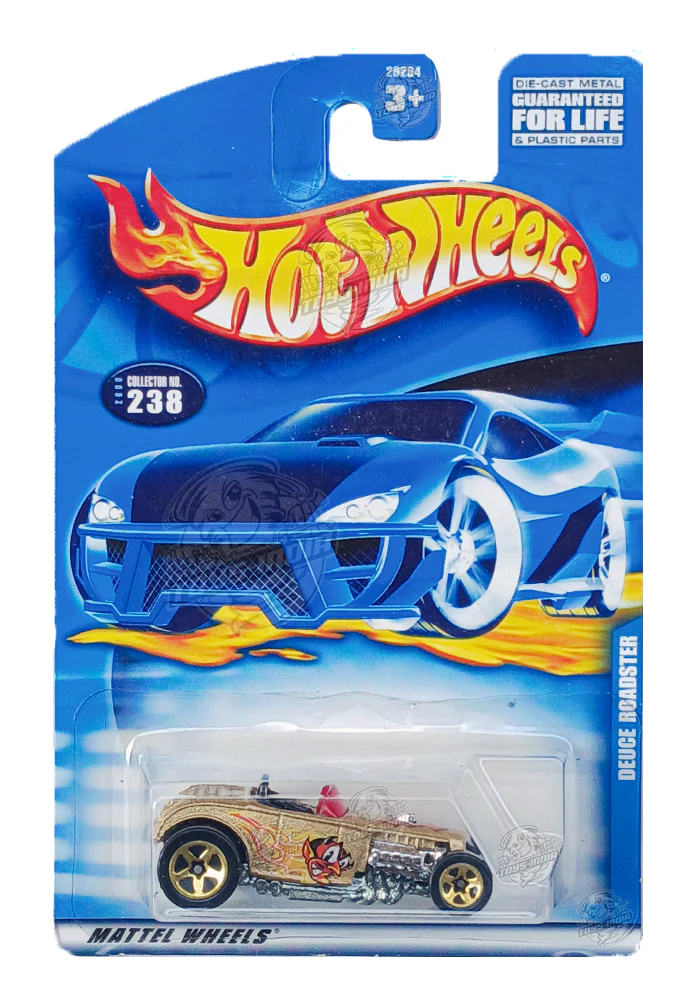 EXCLUSIVES Hot Wheels Deuce Roadster - Golden - 2000 Card (With Protector Case)