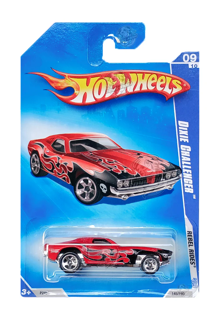 EXCLUSIVES Hot Wheels Dixie Challenger - Red / Black - 2008 Card (With Protector Case)