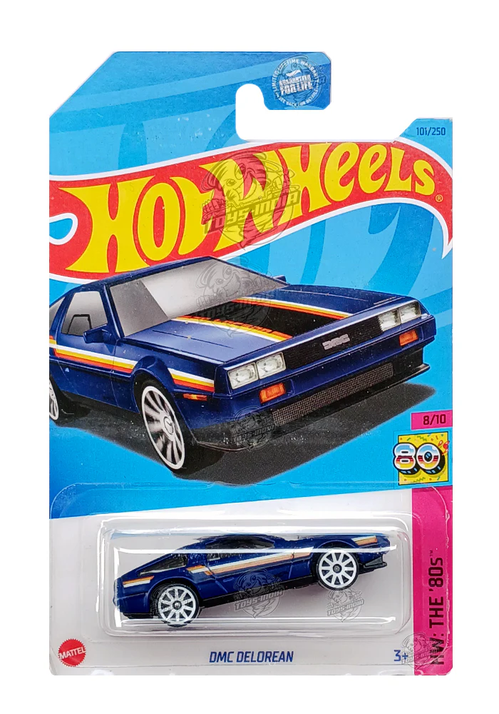 EXCLUSIVES Hot Wheels DMC DeLorean - Dark  Blue - 2021 Card (With Protective Case)