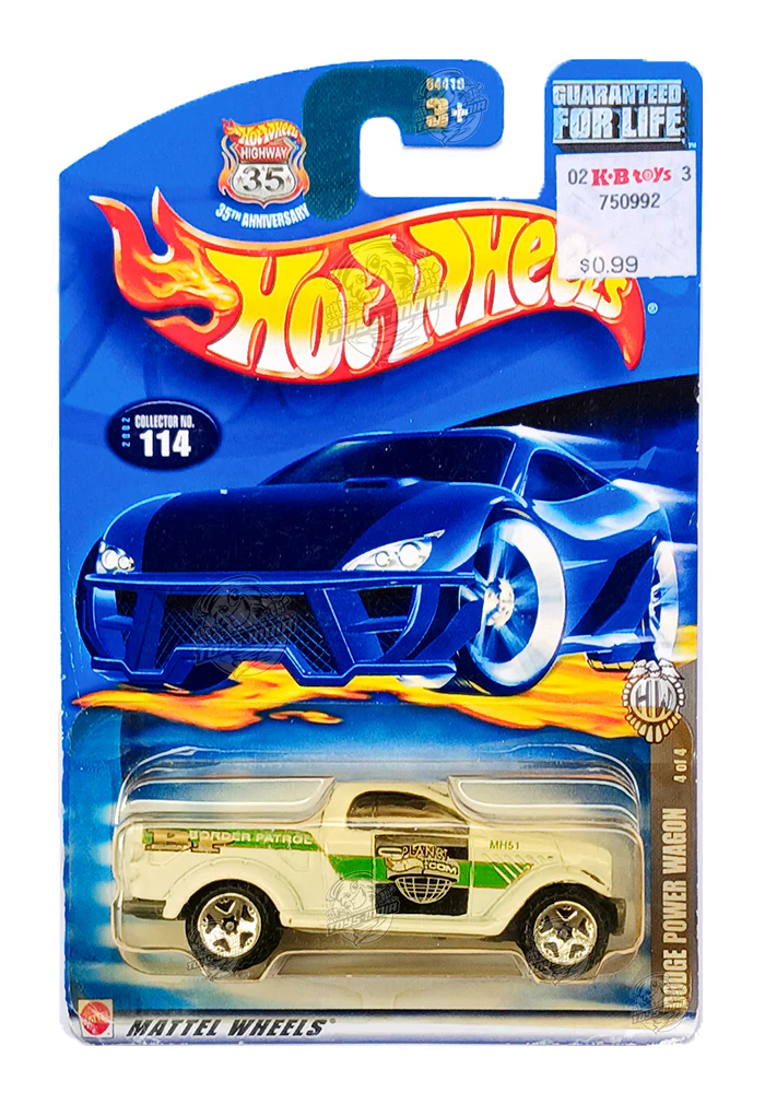 EXCLUSIVES Hot Wheels Dodge Power Wagon - White - 2002 Card (With Protector Case)