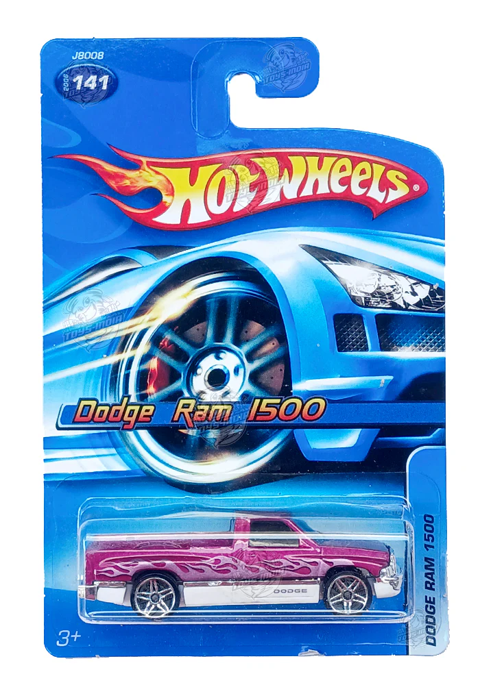 EXCLUSIVES Hot Wheels Dodge Ram 1500 - Pink / White - 2005 Card (With Protector Case)