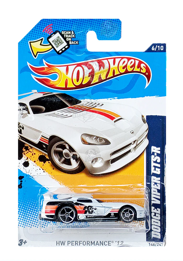 EXCLUSIVES Hot Wheels Dodge Viper GTS-R - White - 2011 Card (Card Damaged / Car in Excellent Condtion) (With Protector Case)