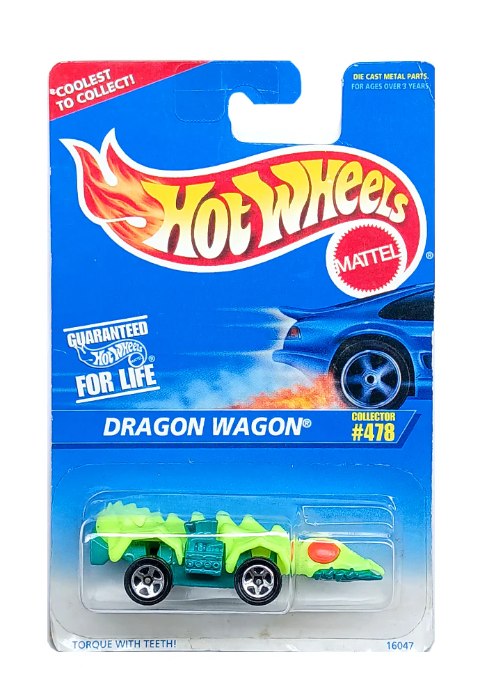 EXCLUSIVES Hot Wheels Dragon Wagon - Green - 1995 Card (With Protector Case) - Image 2