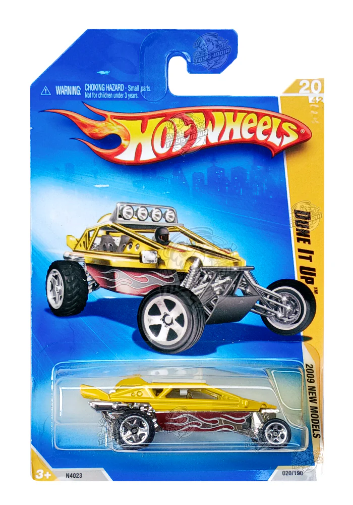 EXCLUSIVES Hot Wheels Dune It Up - Yellow / Silver - 2008 Card (With Protector Case)