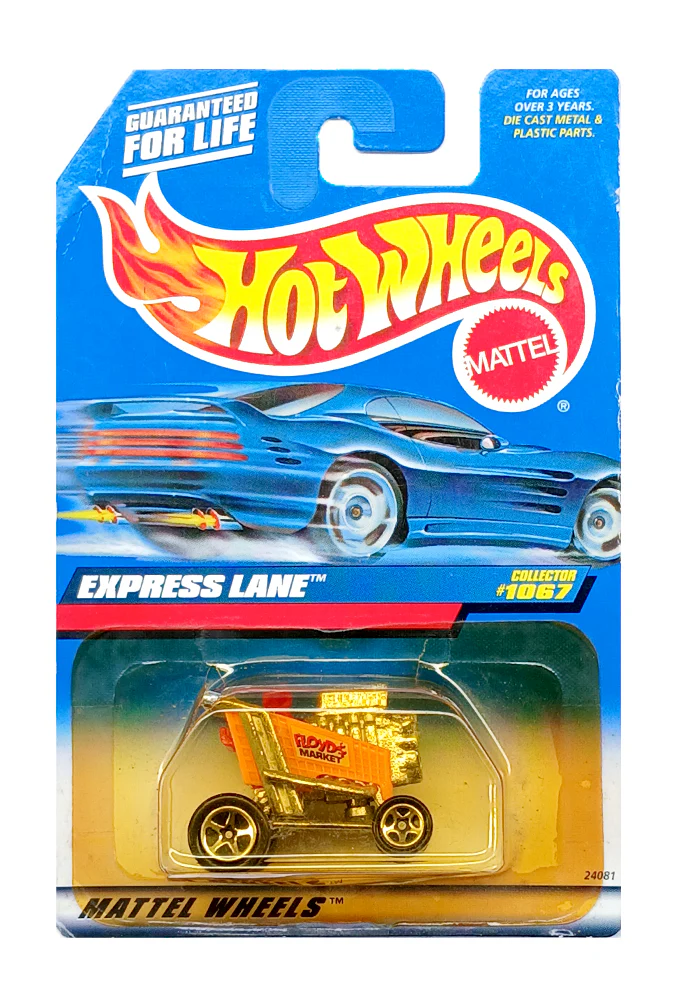 EXCLUSIVES Hot Wheels Express Lane - Orange / Silver - 1998 Card (Blister Damage / Car in Excellent Condition) (With Protector Case) - Image 2