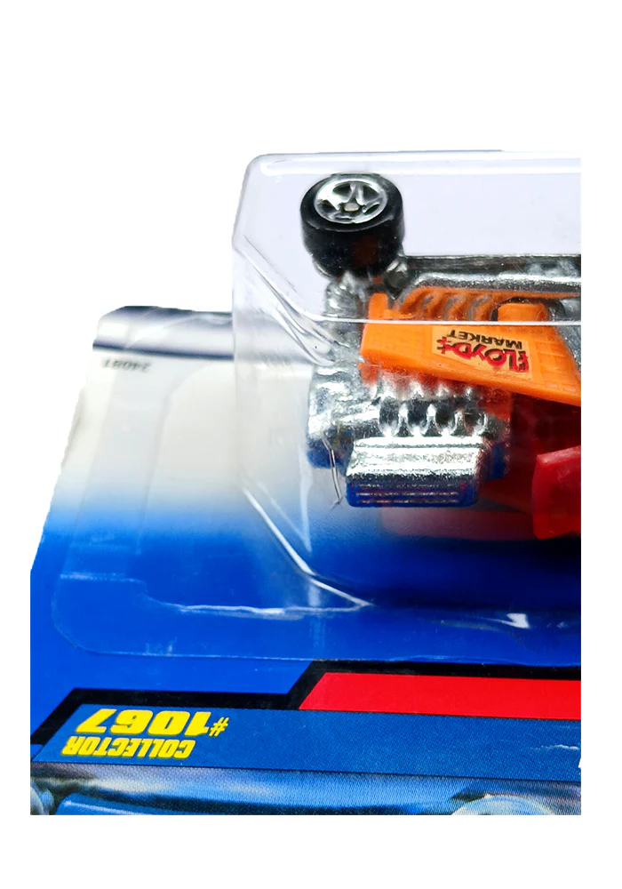 EXCLUSIVES Hot Wheels Express Lane - Orange / Silver - 1998 Card (Blister Damage / Car in Excellent Condition) (With Protector Case) - Image 5