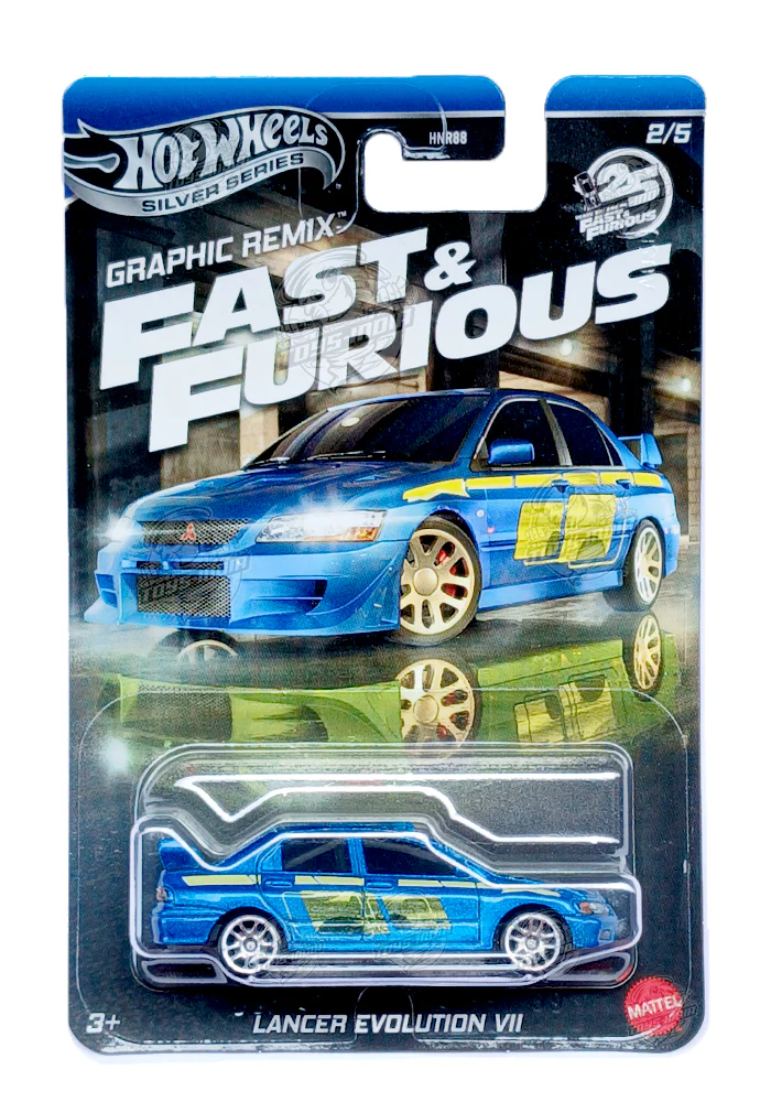 EXCLUSIVES Hot Wheels Fast & Furious Graphic Remix Lancer Evolution VII - Blue / Green - 2005 Card (With Protector Case)