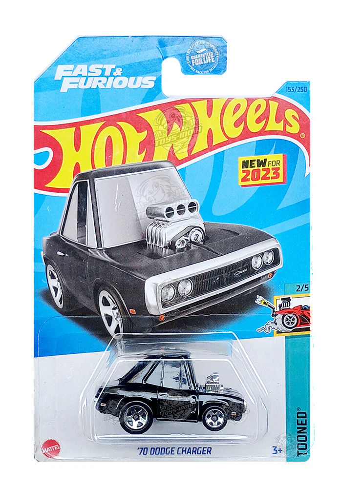 EXCLUSIVES Hot Wheels Fast & Furious Tooned '70 Dodge Charger - Black - 2021 Card (With Protector Case)