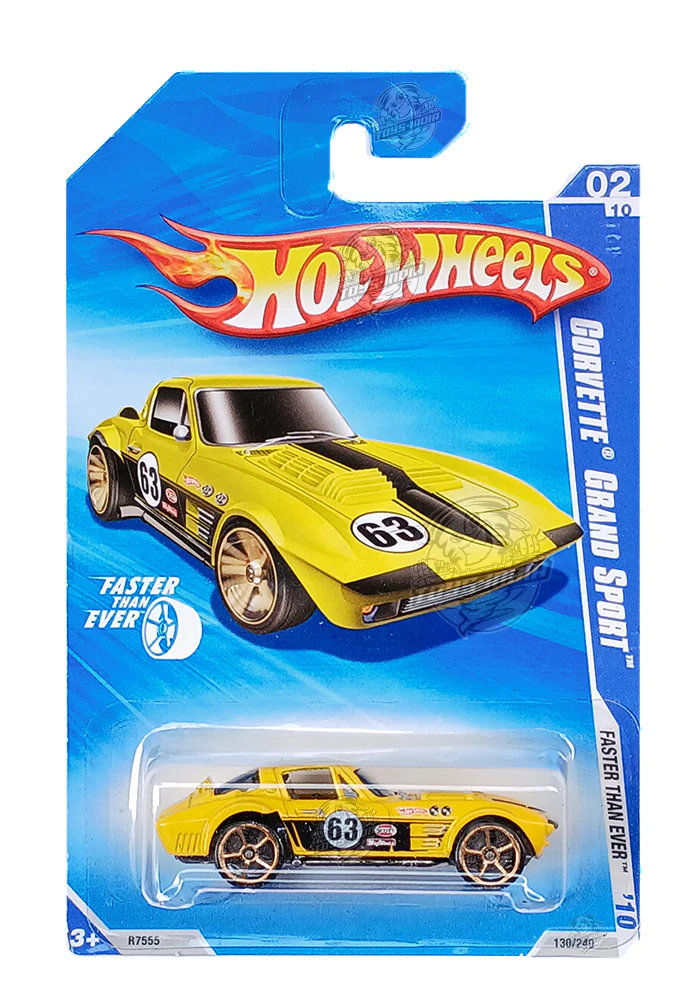 EXCLUSIVES Hot Wheels Faster Than Ever Corvette Grand Sport - Yellow / Black - 2009 Card (With Protector Case)