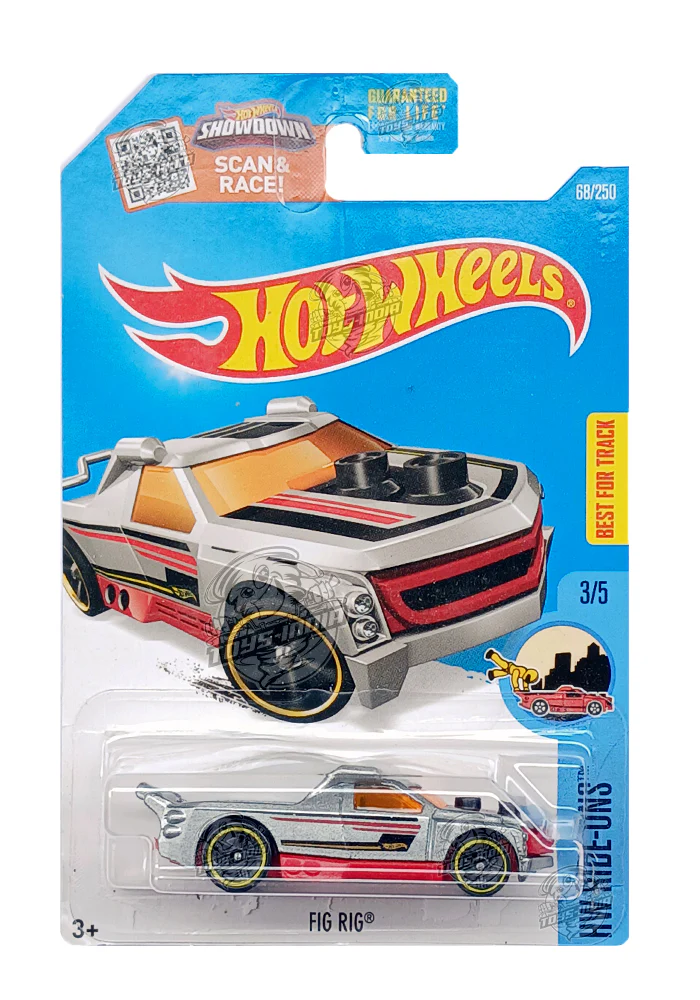 EXCLUSIVES Hot Wheels Fig Rig - Silver - 2015 Card (With Protector Case)