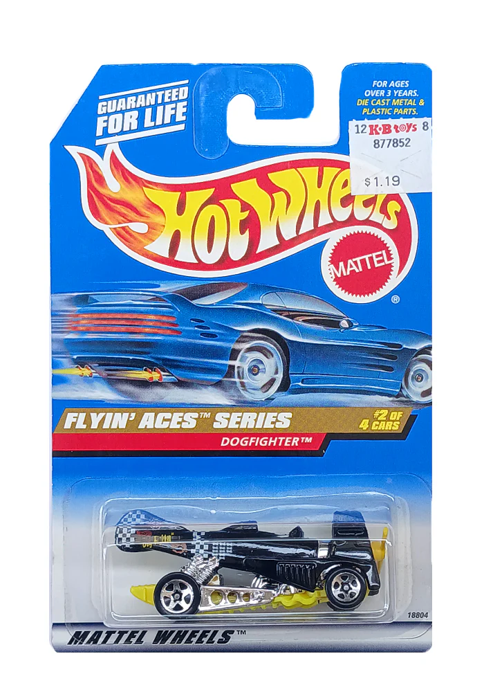 EXCLUSIVES Hot Wheels Flyin' Aces Series Dogfighter - Black / Yellow - 1997 Card (With Protector Case)