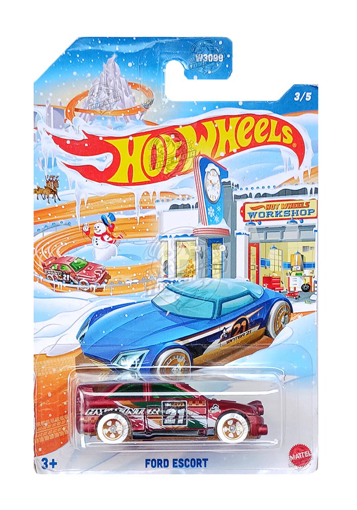 EXCLUSIVES Hot Wheels Ford Escort - Red - 2020 Card (With Protector Case)