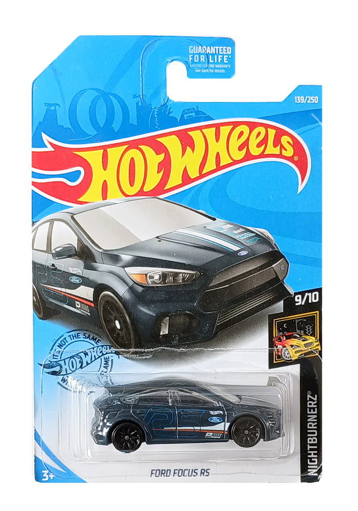 EXCLUSIVES Hot Wheels Ford Focus RS - Blue - 2017 Card (With Protector Case)