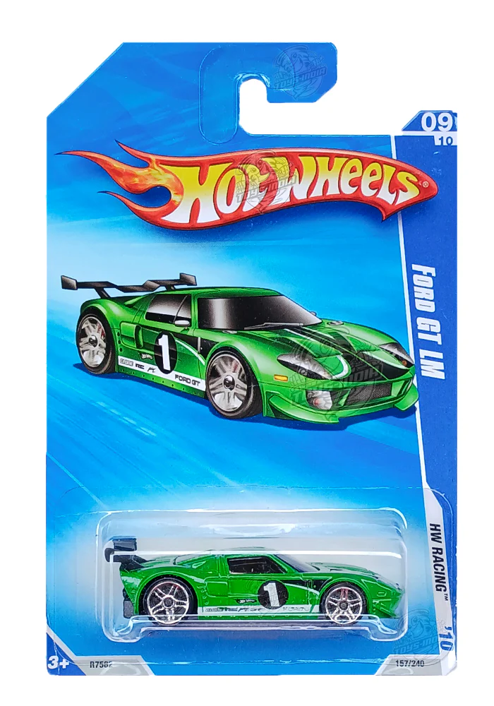 EXCLUSIVES Hot Wheels Ford GT LM - Green - 2009 Card (With Protector Case)