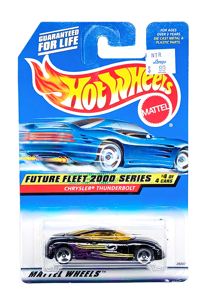 EXCLUSIVES Hot Wheels Future Fleet 2000 Series Chrysler Thunderbolt - Black - 1999 Card (With Protector Case)