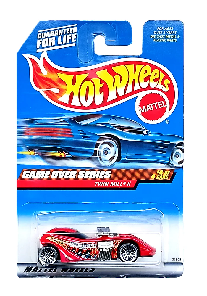 EXCLUSIVES Hot Wheels Game Over Series Twin Mill II - Red - 1998 Card (With Protector Case) - Image 2