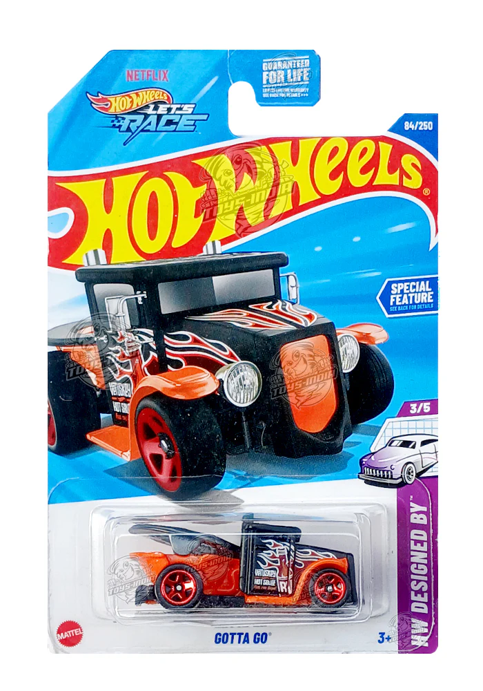 EXCLUSIVES Hot Wheels Gotta Go - Black / Orange - 2024 Card (With Protector Case)