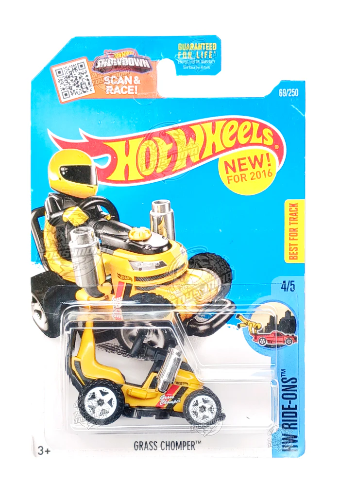 EXCLUSIVES Hot Wheels Grass Chomper - Yellow / Black - 2015 Card (With Protector Case)