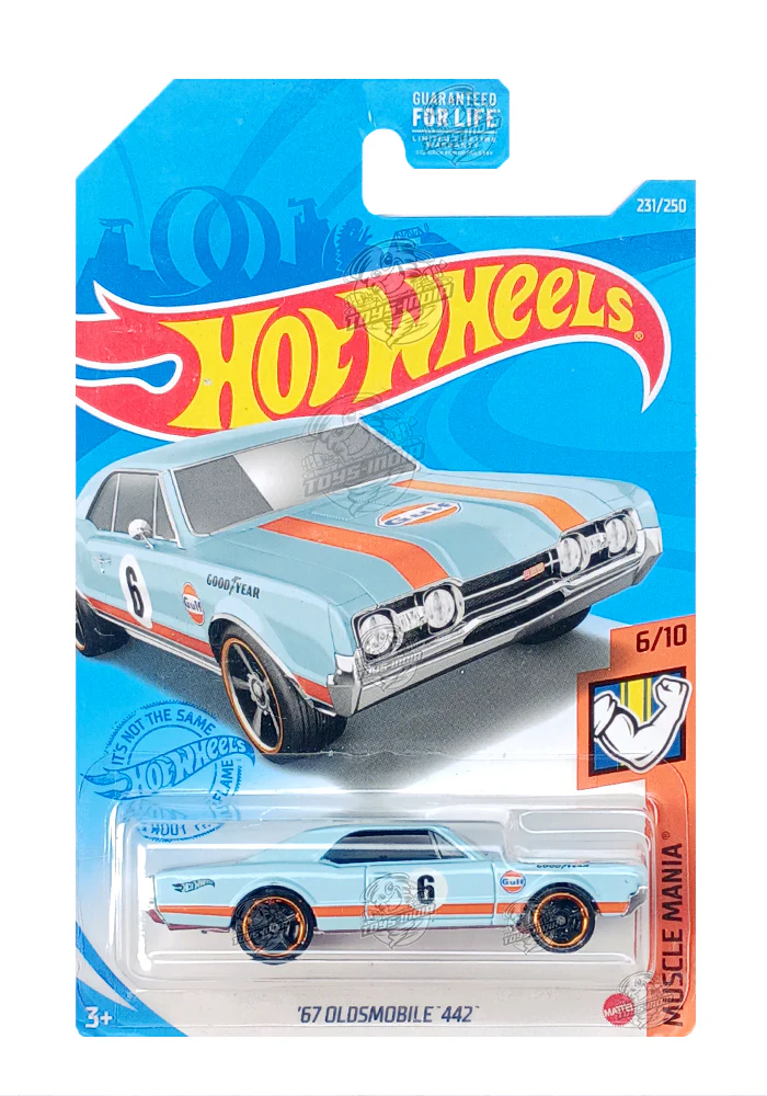 EXCLUSIVES Hot Wheels Gulf '67 Oldsmobile 442 - Blue / Orange - 2020 Card (With Protector Case)