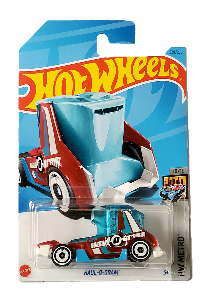 EXCLUSIVES Hot Wheels Haul-O-Gram - Red / Blue - 2021 Card (With Protector Case)