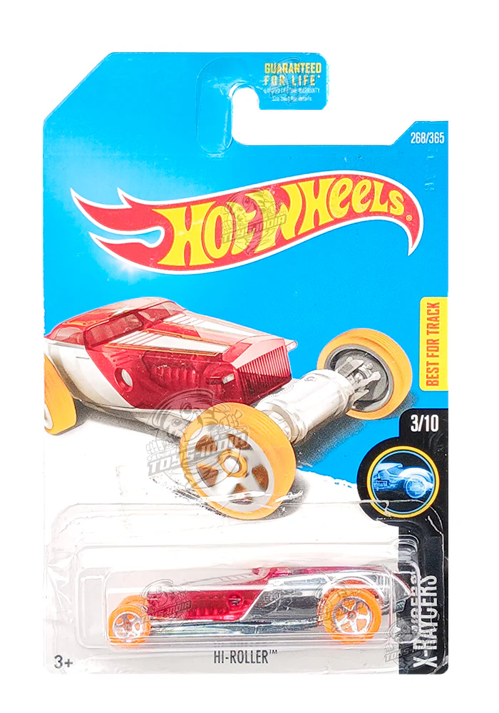 EXCLUSIVES Hot Wheels Hi Roller - Silver / Red - 2015 Card (With Protector Case)