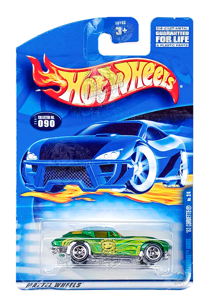 EXCLUSIVES Hot Wheels Hippie Mobiles '63 Corvette - Green - 2000 Card (With Protector Case)