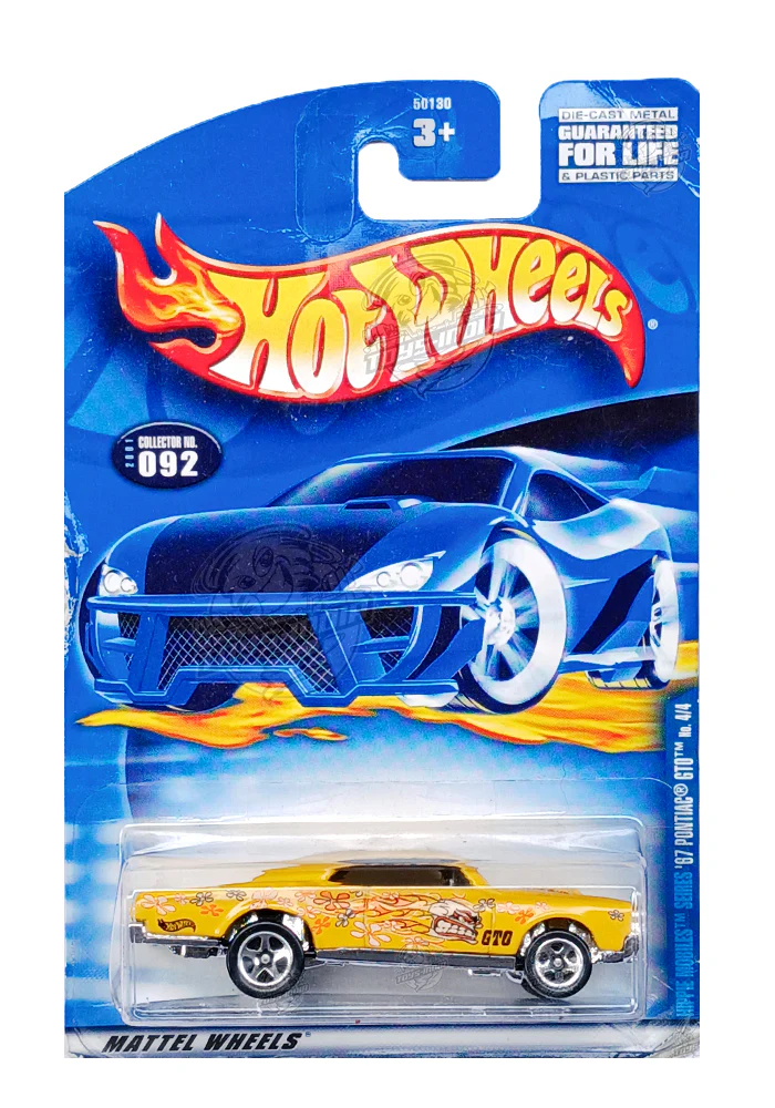 EXCLUSIVES Hot Wheels Hippie Models Series '67 Pontiac GTO - Yellow - 2000 Card (Card Damage / Car in Excellent Condition) (With Protector Case)