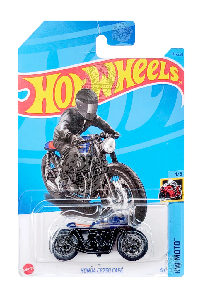 EXCLUSIVES Hot Wheels Honda CB750 Cafe - Blue / Black - 2021 Card (Creased Card / Car in Excellent Condition) (With Protector Case)