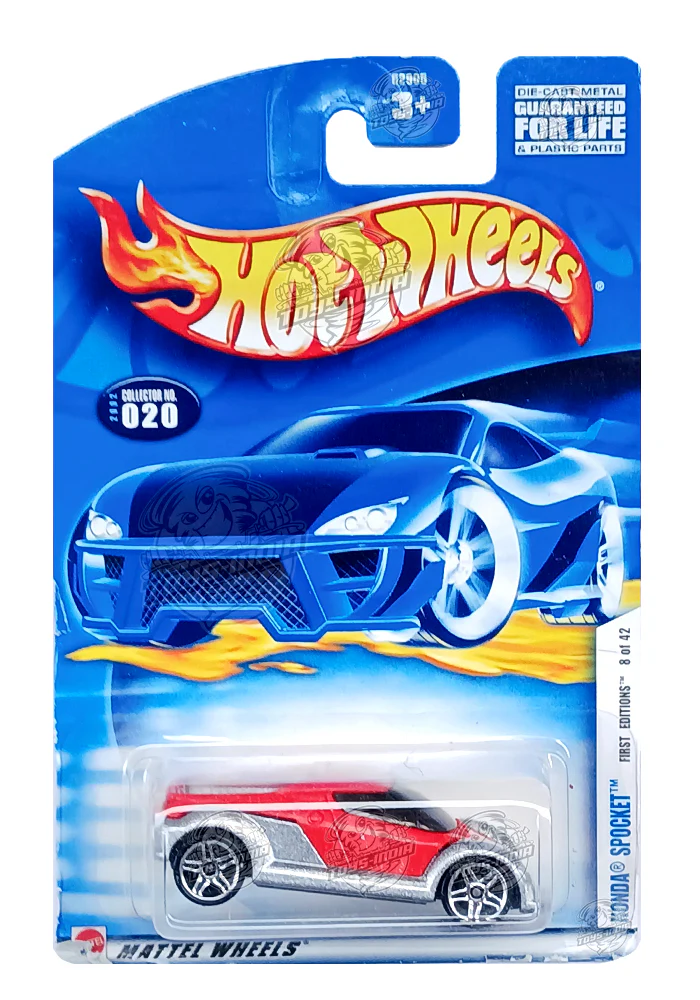 EXCLUSIVES Hot Wheels Honda Spocket - Red / Silver - 2000 Card (Card Damage / Car in Excellent Condition) (With Protector Case)